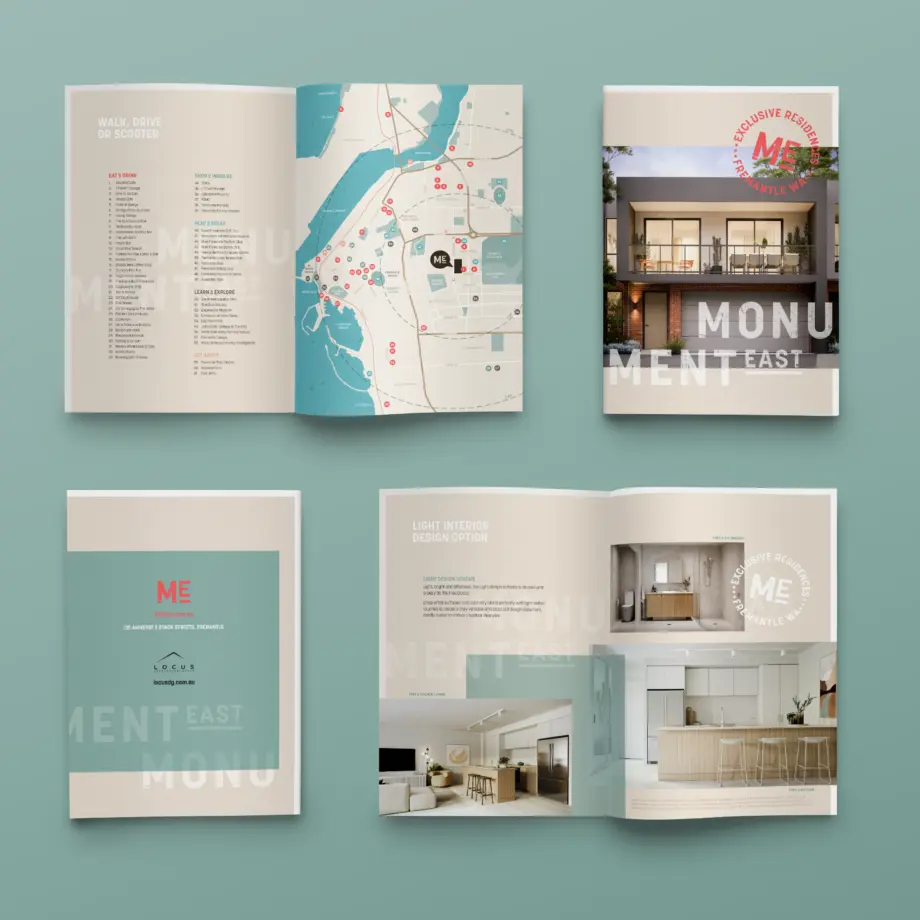 Monument East, ME A4 Half Fold Mockup Presentation