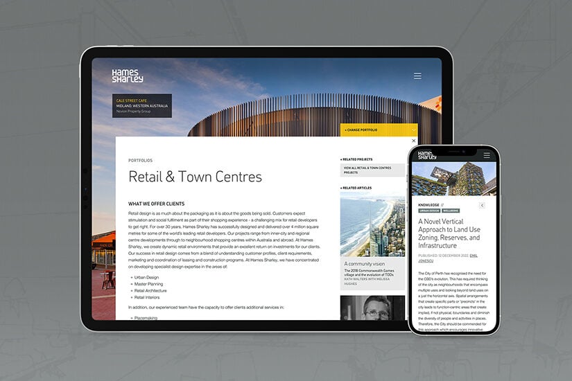 Website for Hames Sharley by Axiom.